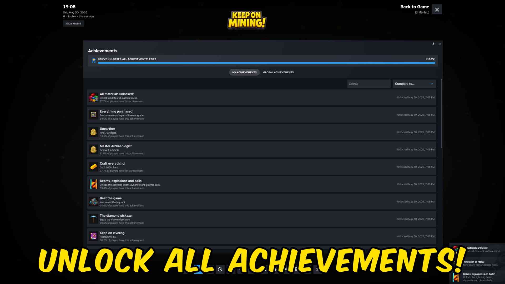 Keep on Mining! — Achievement Unlocker (screenshot 2)